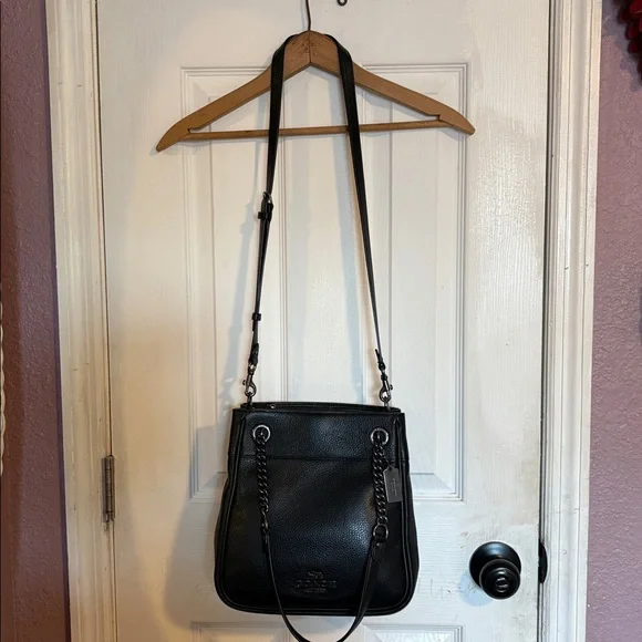 Coach, leather bucket bag with gun metal hardware extra Crossbody strap!